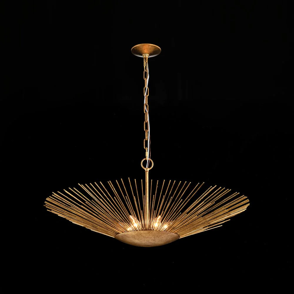 Radiant Luxe Antique Gild Gold Foiled Oversized Sunburst Chandelier - Image 3