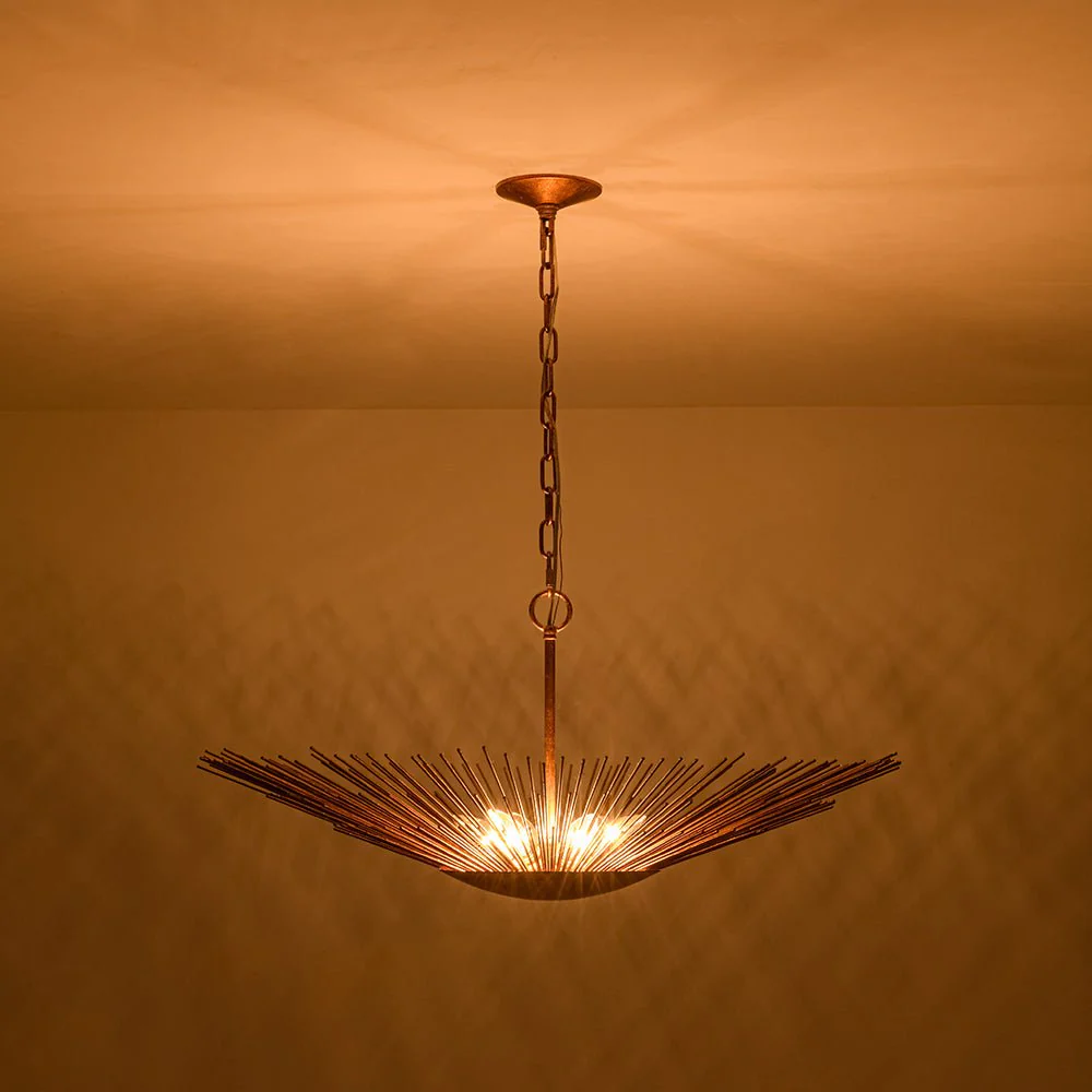 Radiant Luxe Antique Gild Gold Foiled Oversized Sunburst Chandelier - Image 5