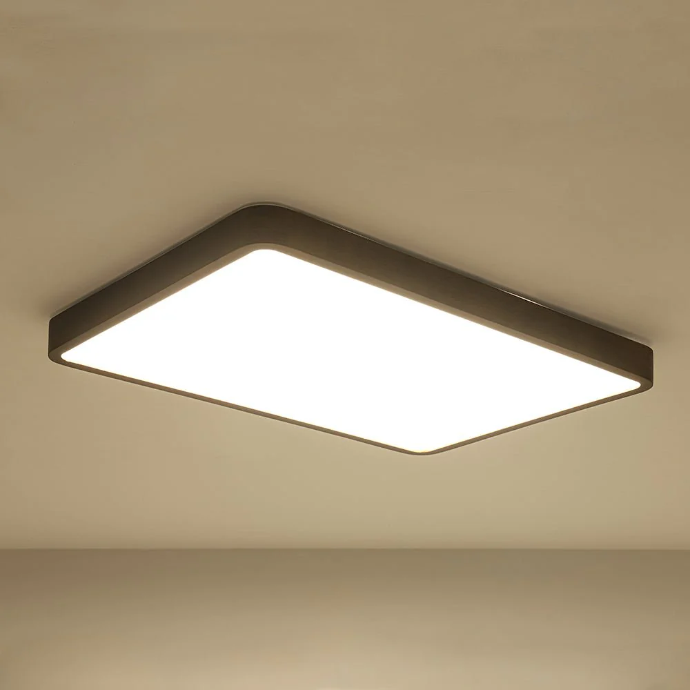 Rectangle Walnut Dimmable LED Flush Mount Ceiling Light - Image 10