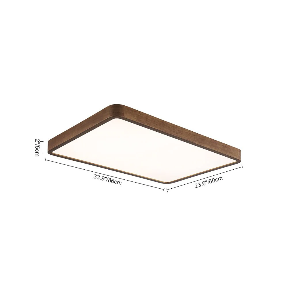 Rectangle Walnut Dimmable LED Flush Mount Ceiling Light - Image 11