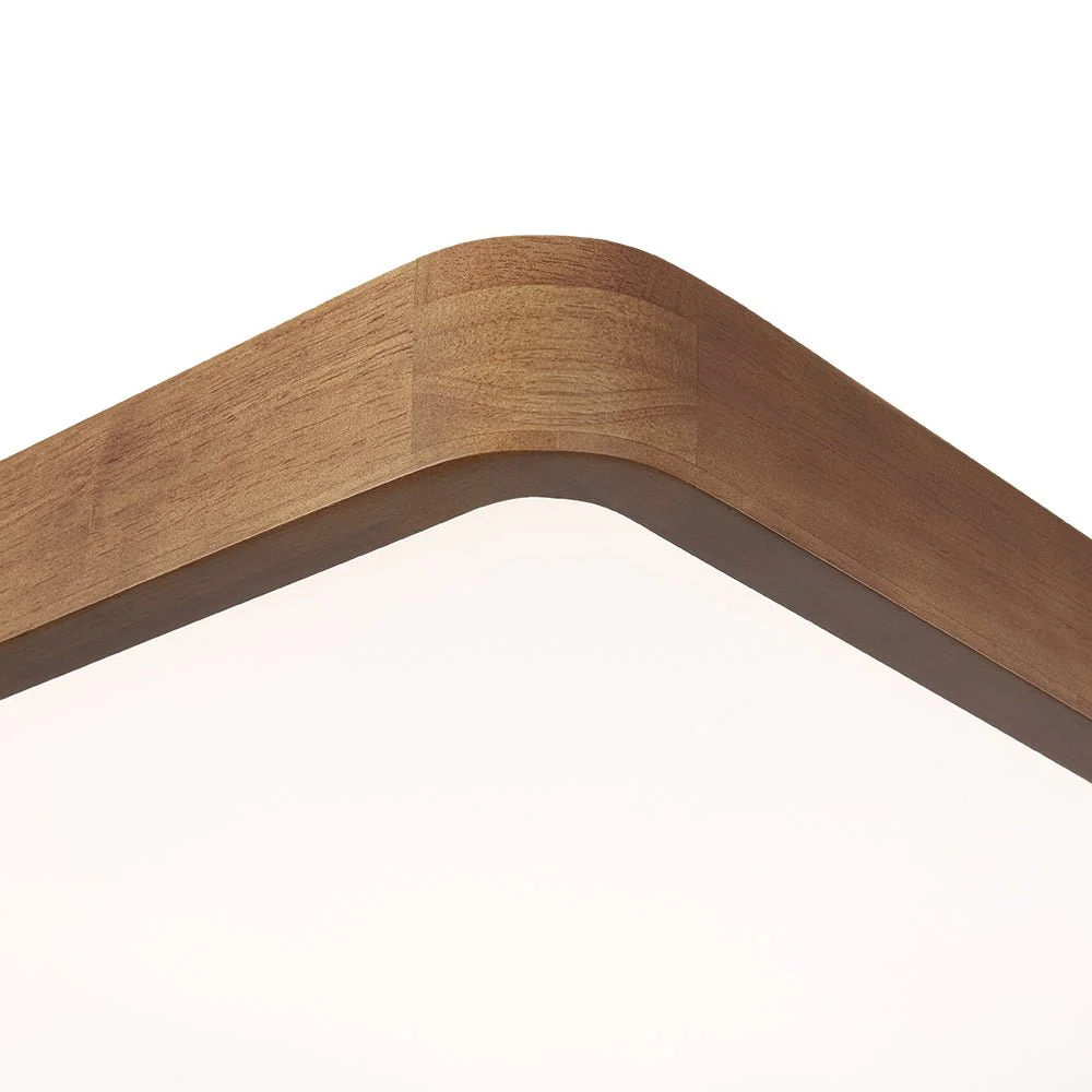 Rectangle Walnut Dimmable LED Flush Mount Ceiling Light - Image 13
