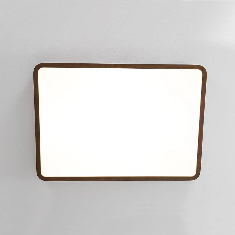 Rectangle Walnut Dimmable LED Flush Mount Ceiling Light - Image 16