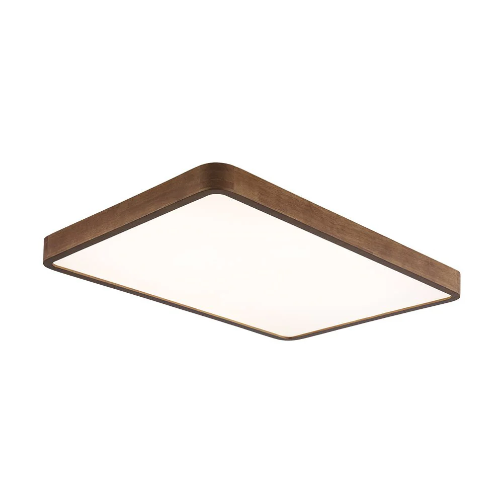 Rectangle Walnut Dimmable LED Flush Mount Ceiling Light - Image 4