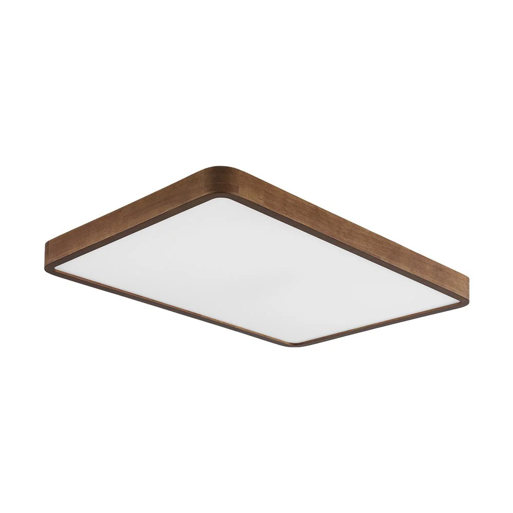 Rectangle Walnut Dimmable LED Flush Mount Ceiling Light - Image 8