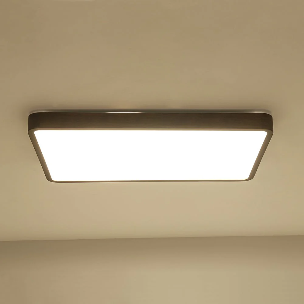 Rectangle Walnut Dimmable LED Flush Mount Ceiling Light - Image 9