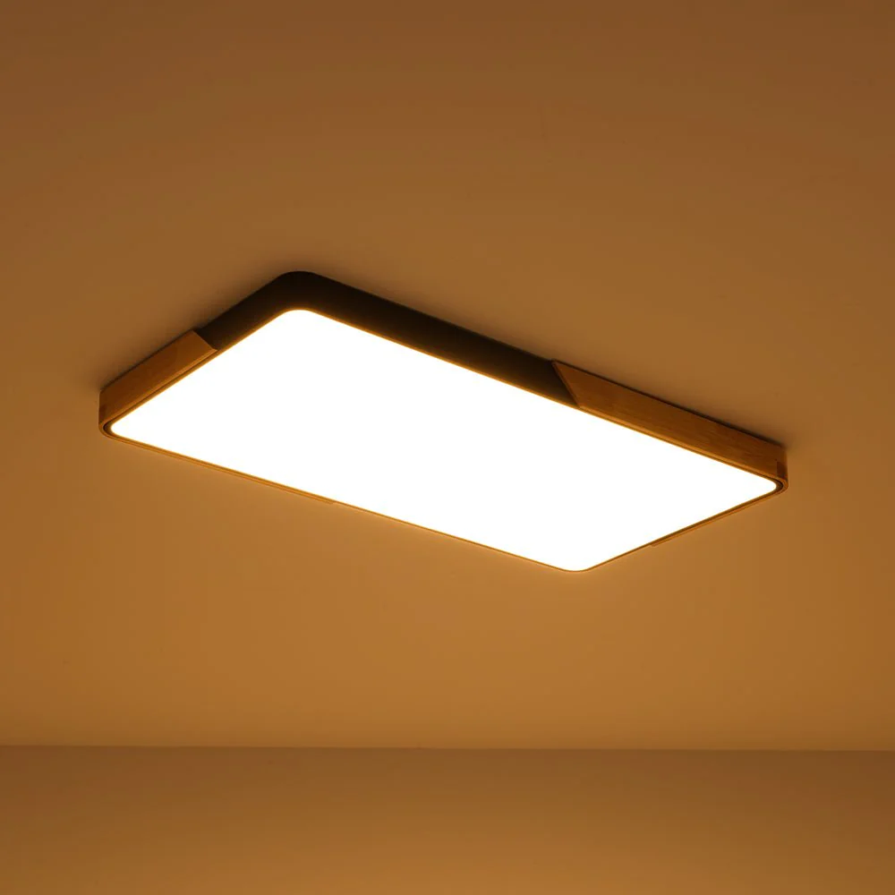 Rectangle Wood Dimmable LED Flush Mount Ceiling Light - Image 12