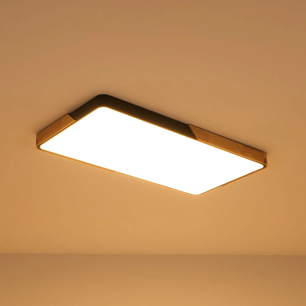 Rectangle Wood Dimmable LED Flush Mount Ceiling Light - Image 13