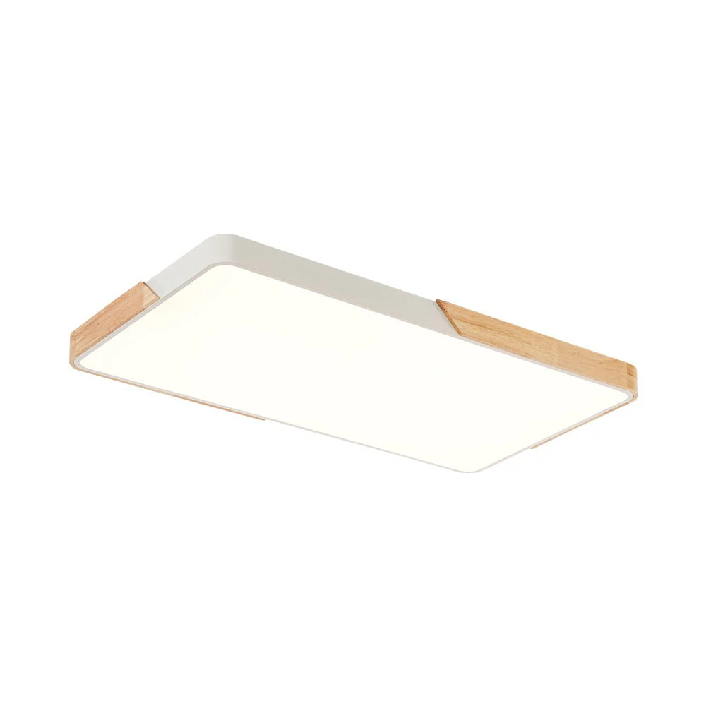 Rectangle Wood Dimmable LED Flush Mount Ceiling Light - Image 18