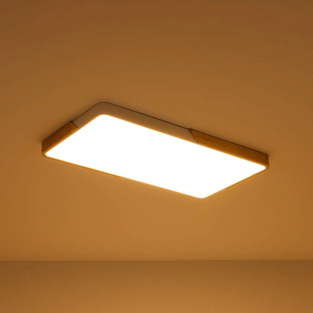 Rectangle Wood Dimmable LED Flush Mount Ceiling Light - Image 23