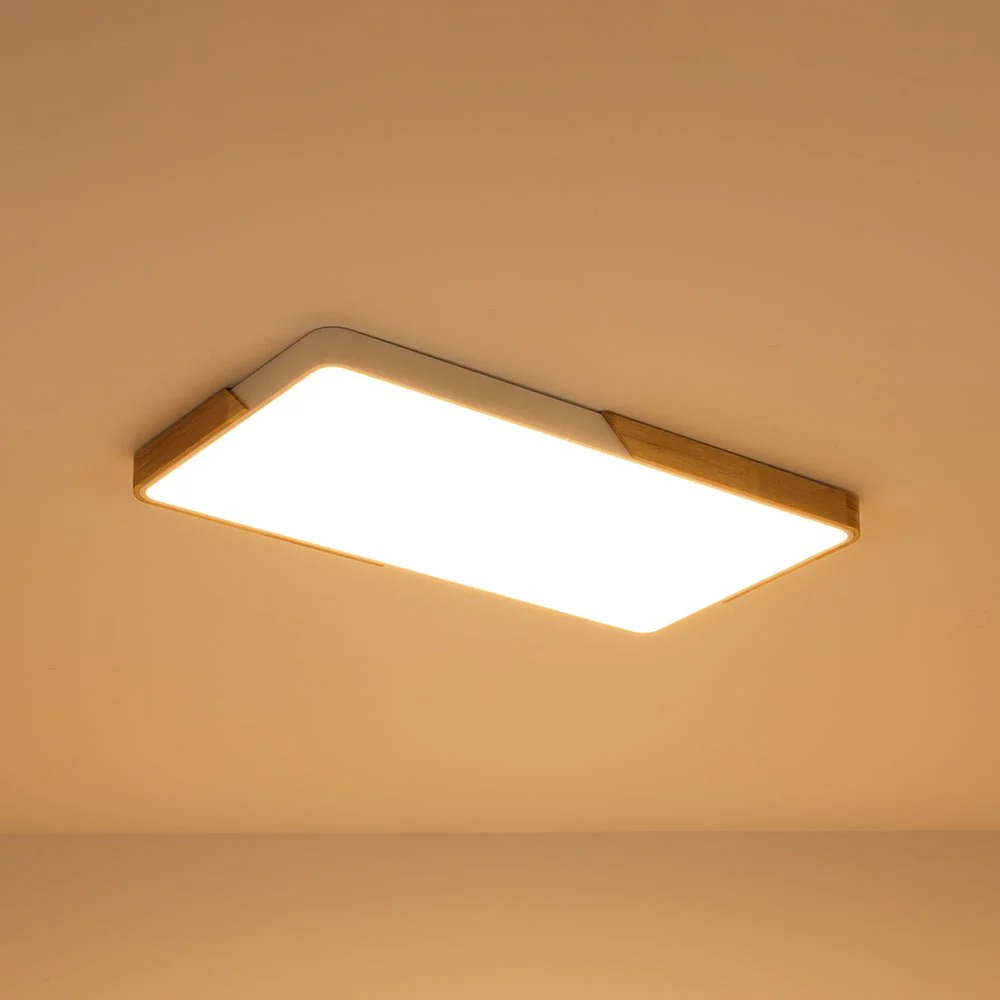 Rectangle Wood Dimmable LED Flush Mount Ceiling Light - Image 24