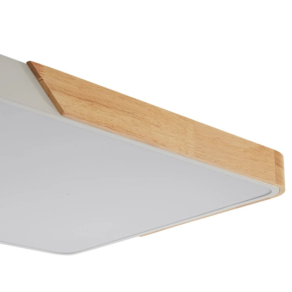 Rectangle Wood Dimmable LED Flush Mount Ceiling Light - Image 28