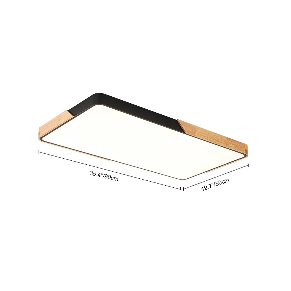 Rectangle Wood Dimmable LED Flush Mount Ceiling Light - Image 6