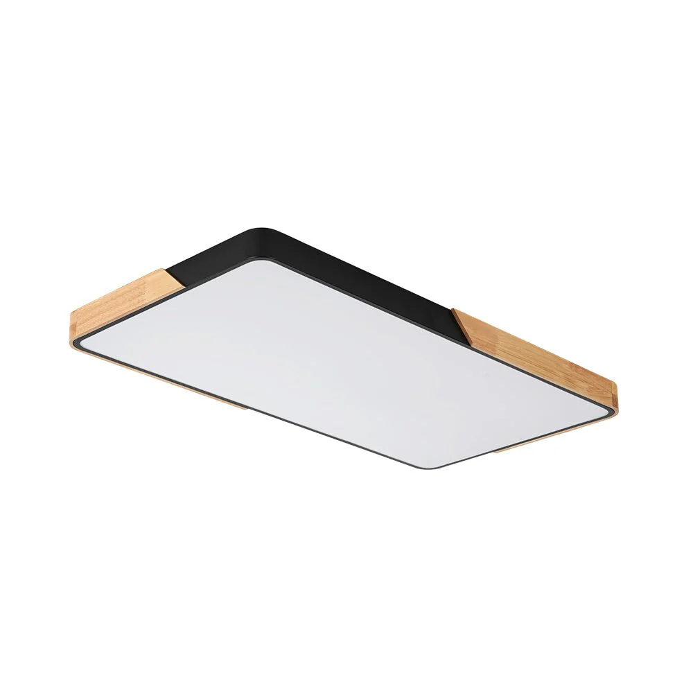 Rectangle Wood Dimmable LED Flush Mount Ceiling Light - Image 7