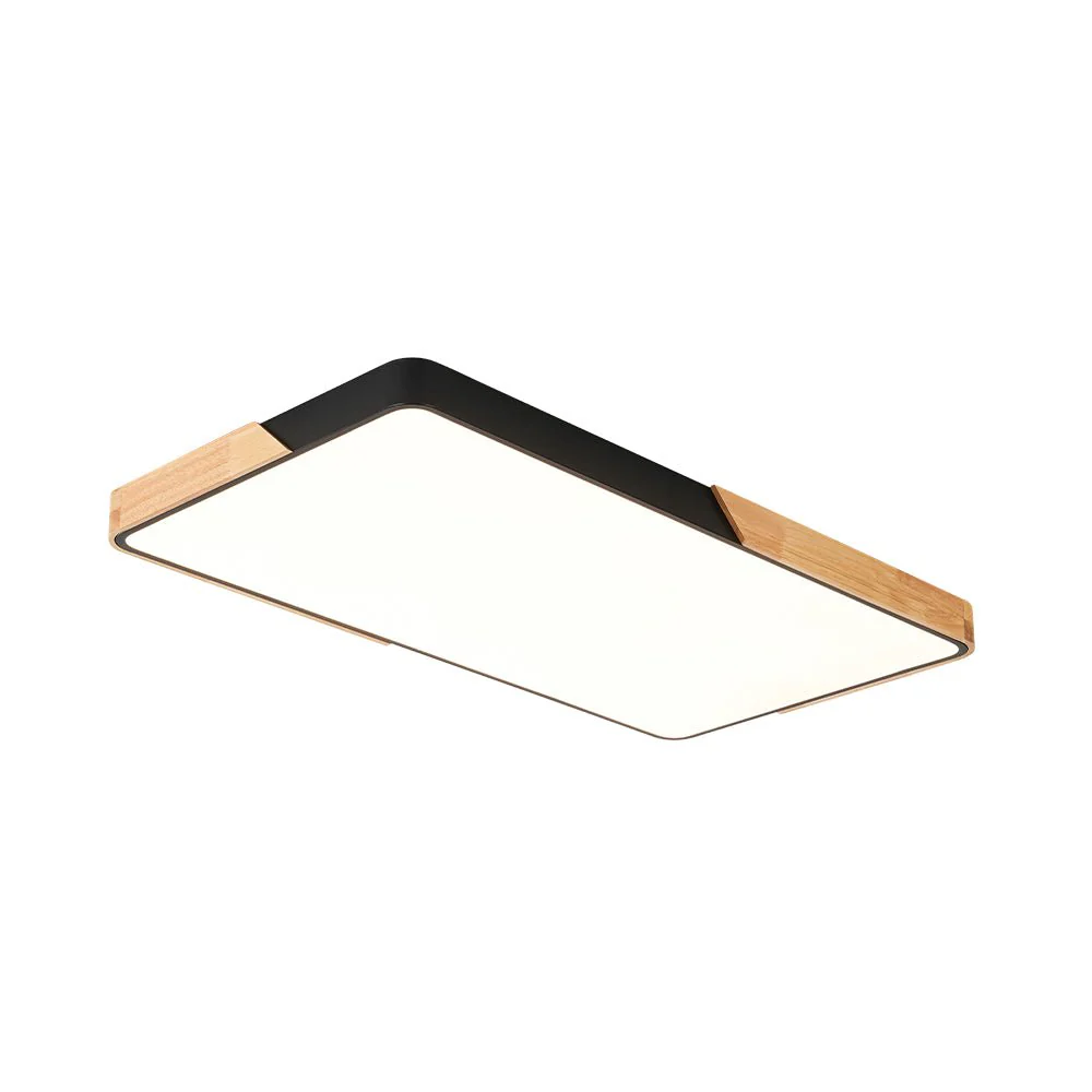 Rectangle Wood Dimmable LED Flush Mount Ceiling Light - Image 8