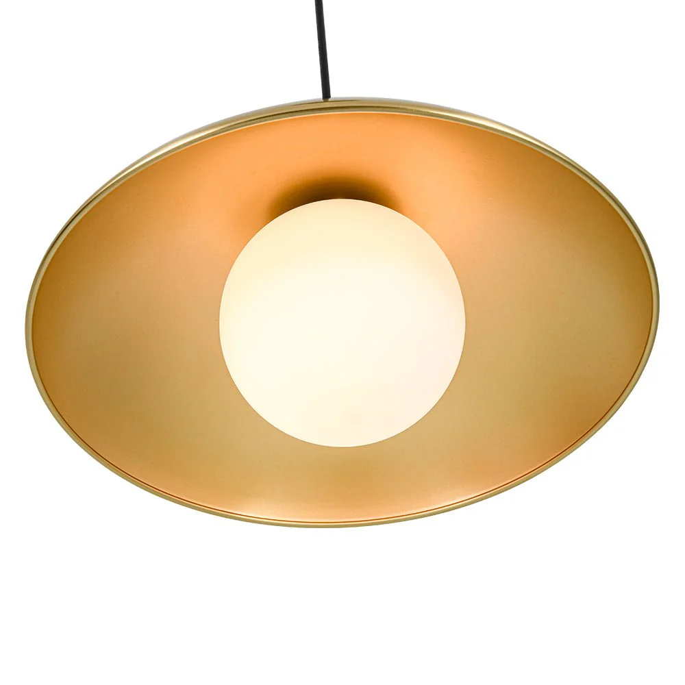 Retro 1-Light Brass Iron Flat Dome Kitchen Pendant - Image 13