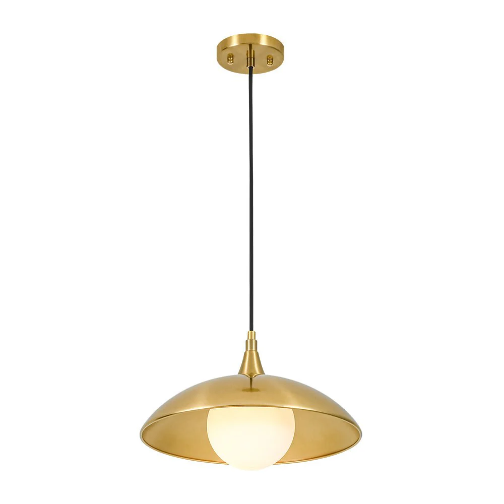 Retro 1-Light Brass Iron Flat Dome Kitchen Pendant - Image 3