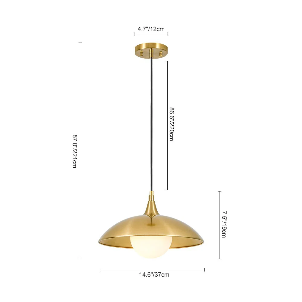 Retro 1-Light Brass Iron Flat Dome Kitchen Pendant - Image 5