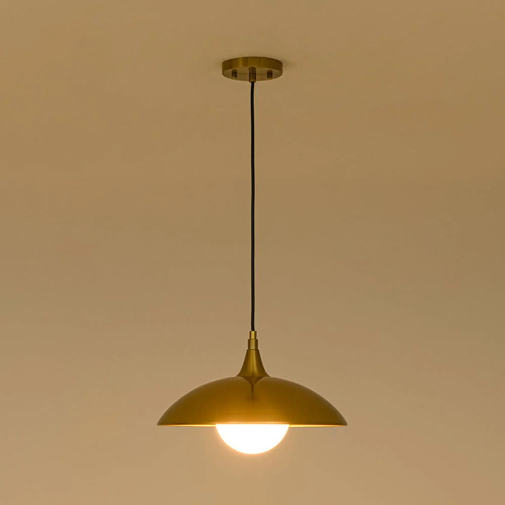 Retro 1-Light Brass Iron Flat Dome Kitchen Pendant - Image 8