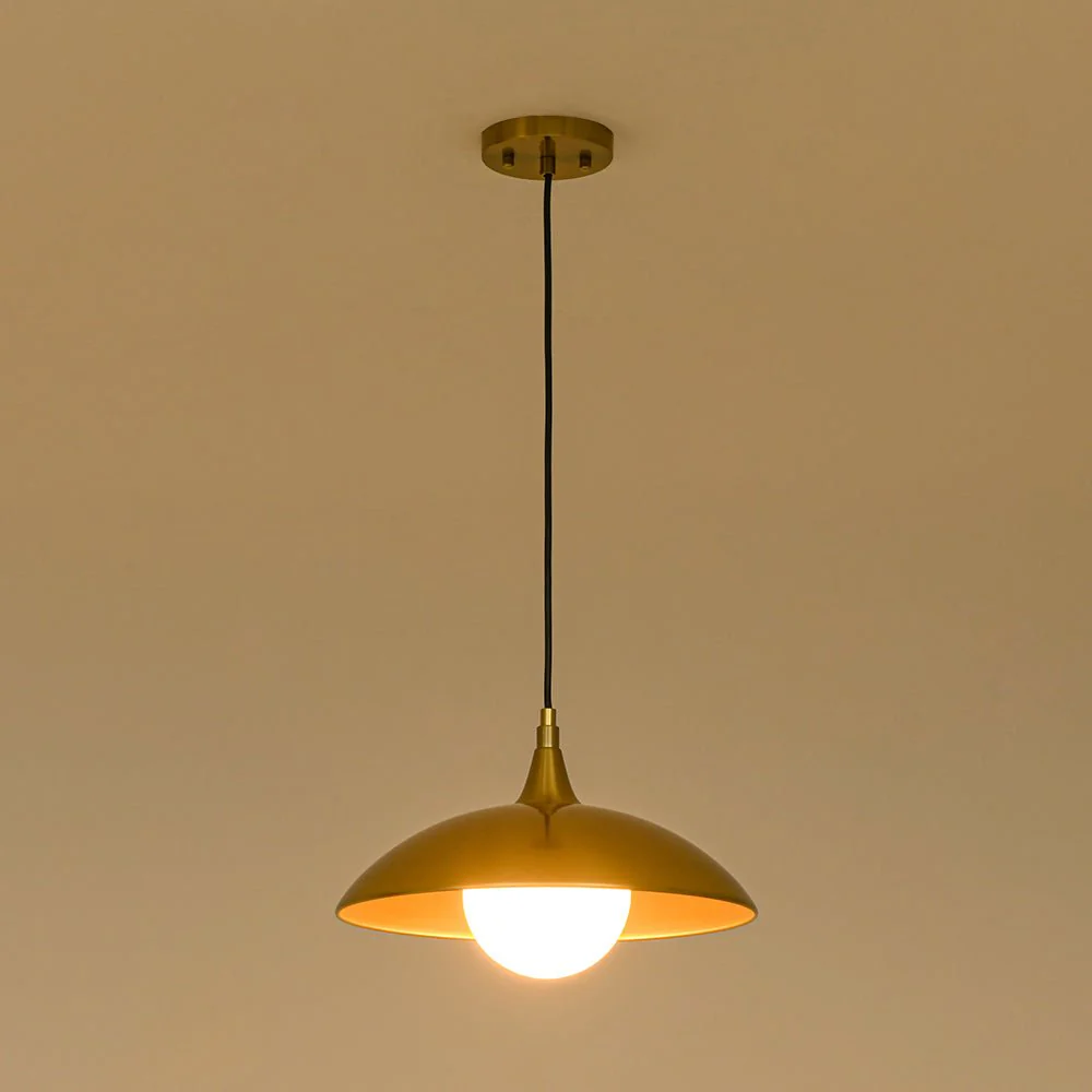 Retro 1-Light Brass Iron Flat Dome Kitchen Pendant - Image 9