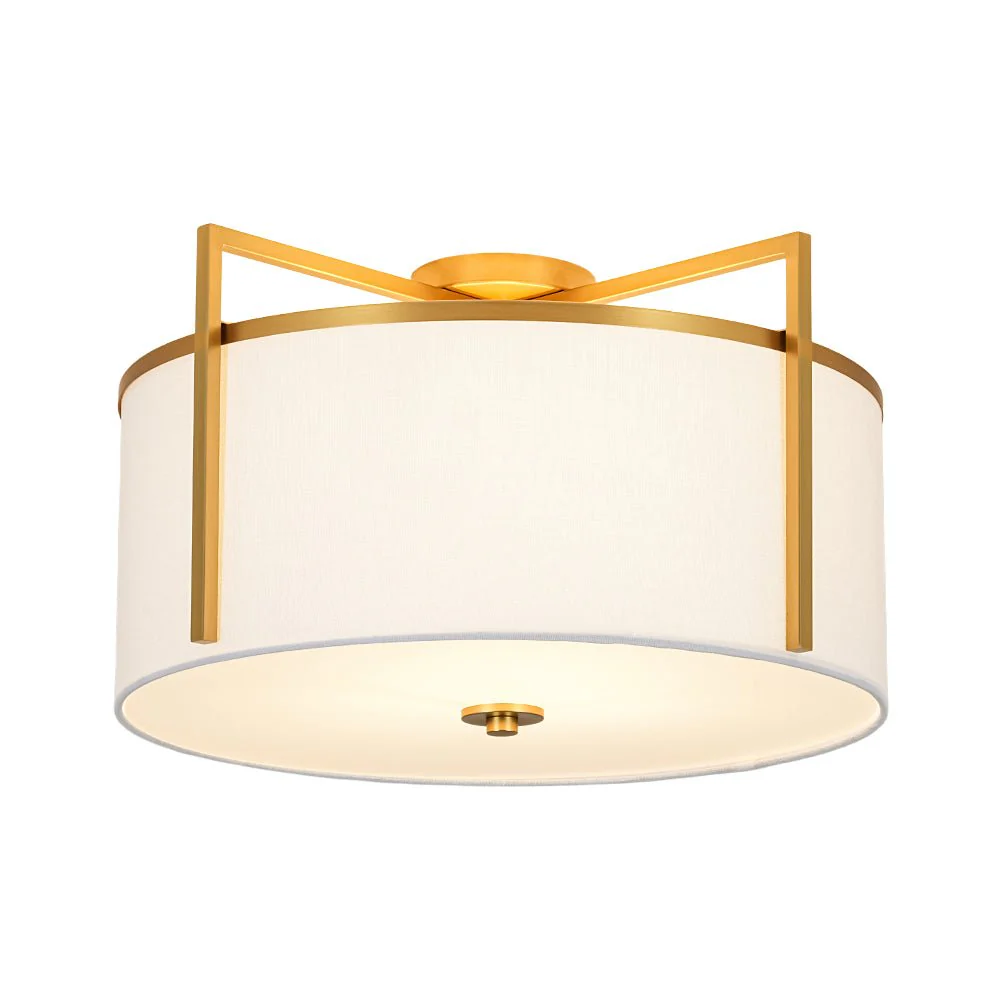 Retro Wide Drum Round Linen Cage Semi Flush Mount - Image 10
