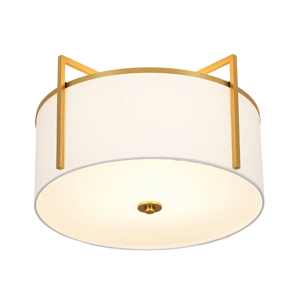 Retro Wide Drum Round Linen Cage Semi Flush Mount - Image 11