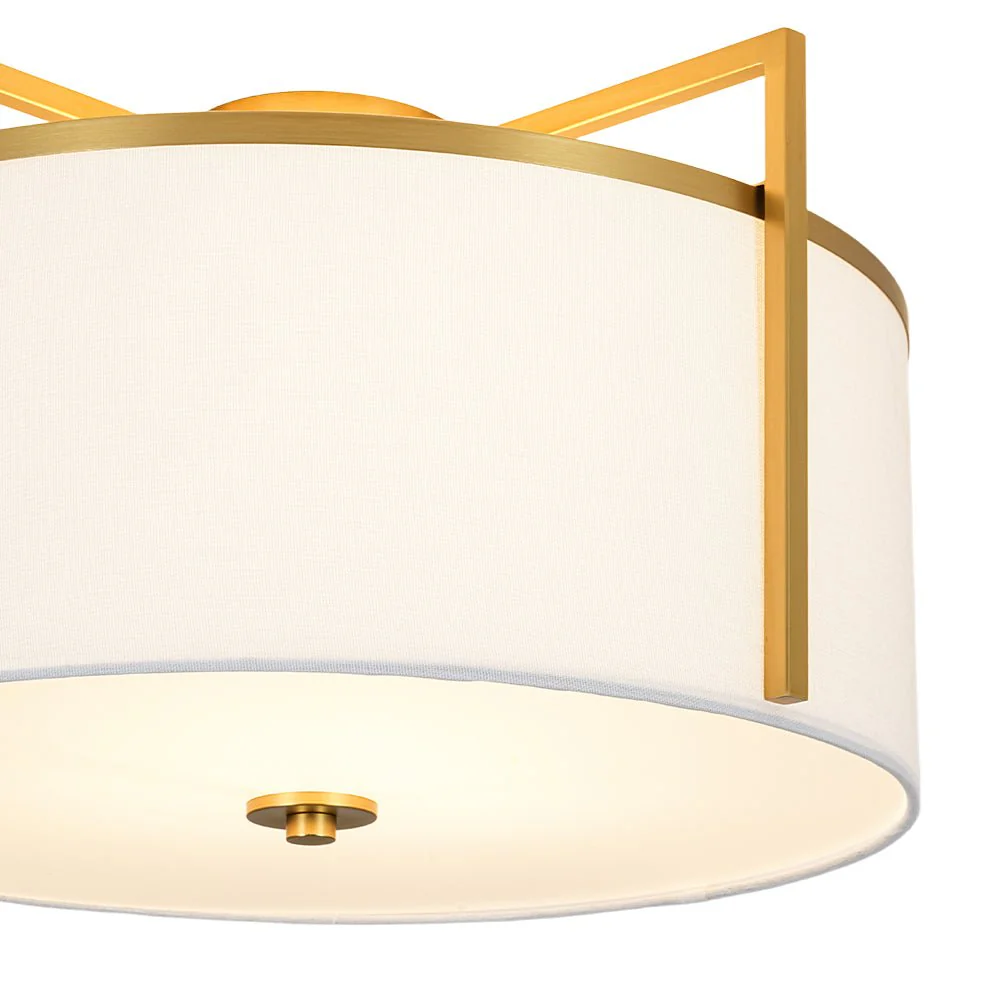Retro Wide Drum Round Linen Cage Semi Flush Mount - Image 13