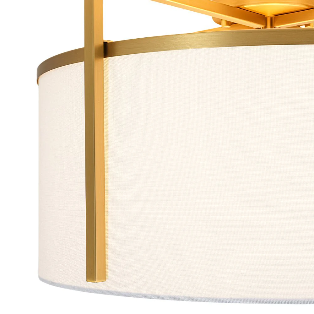 Retro Wide Drum Round Linen Cage Semi Flush Mount - Image 14