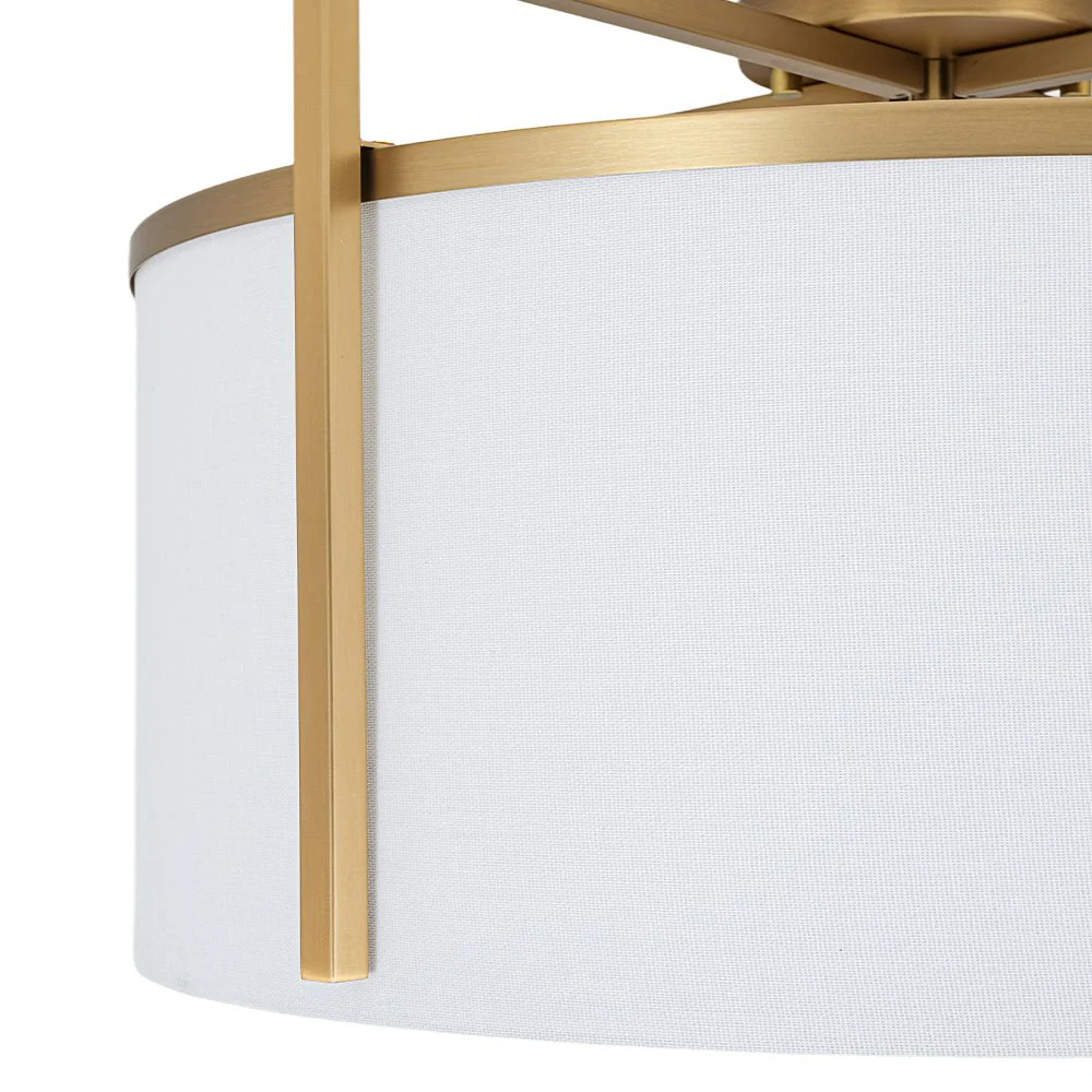 Retro Wide Drum Round Linen Cage Semi Flush Mount - Image 15