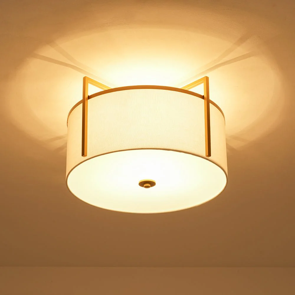Retro Wide Drum Round Linen Cage Semi Flush Mount - Image 5