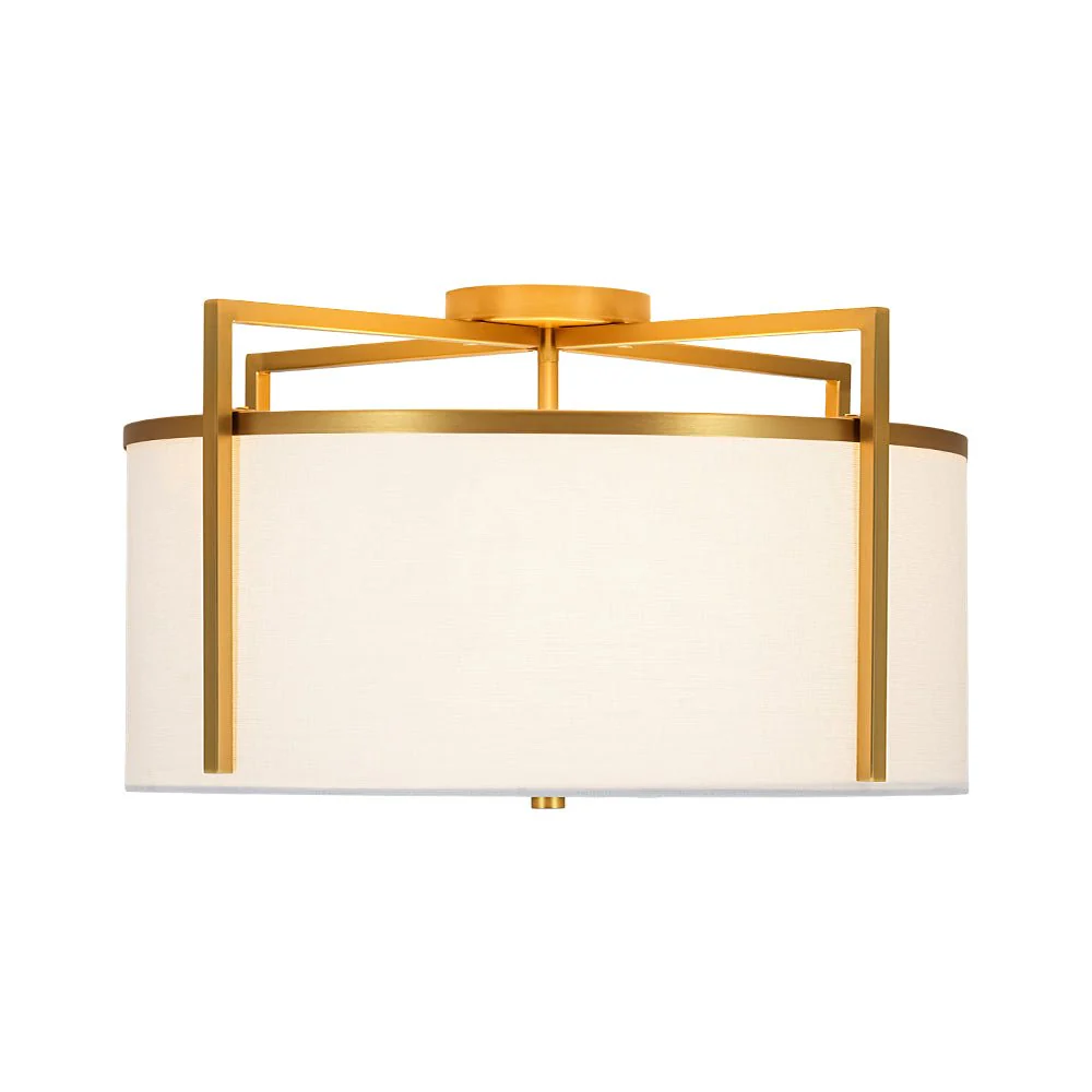 Retro Wide Drum Round Linen Cage Semi Flush Mount - Image 6