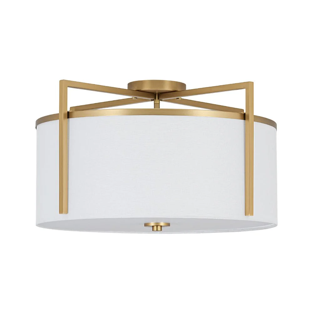 Retro Wide Drum Round Linen Cage Semi Flush Mount - Image 8