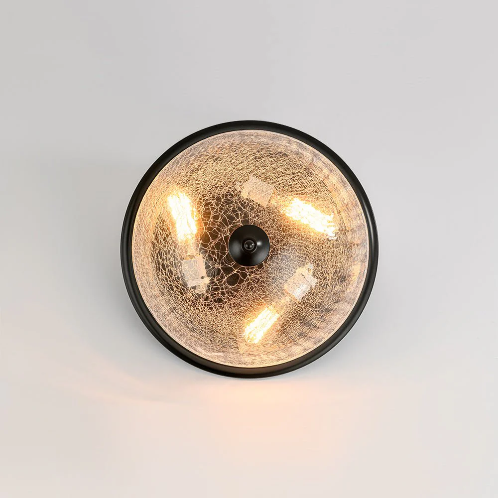 Round Textured Crackled Glass Flush Mount Ceiling Light - Image 11