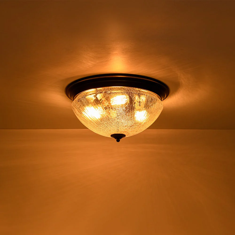 Round Textured Crackled Glass Flush Mount Ceiling Light - Image 12
