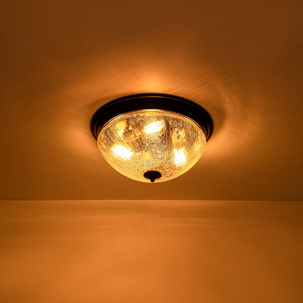 Round Textured Crackled Glass Flush Mount Ceiling Light - Image 13