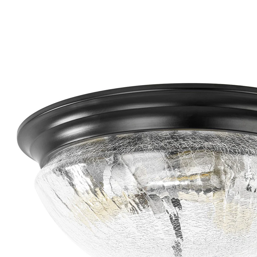 Round Textured Crackled Glass Flush Mount Ceiling Light - Image 14
