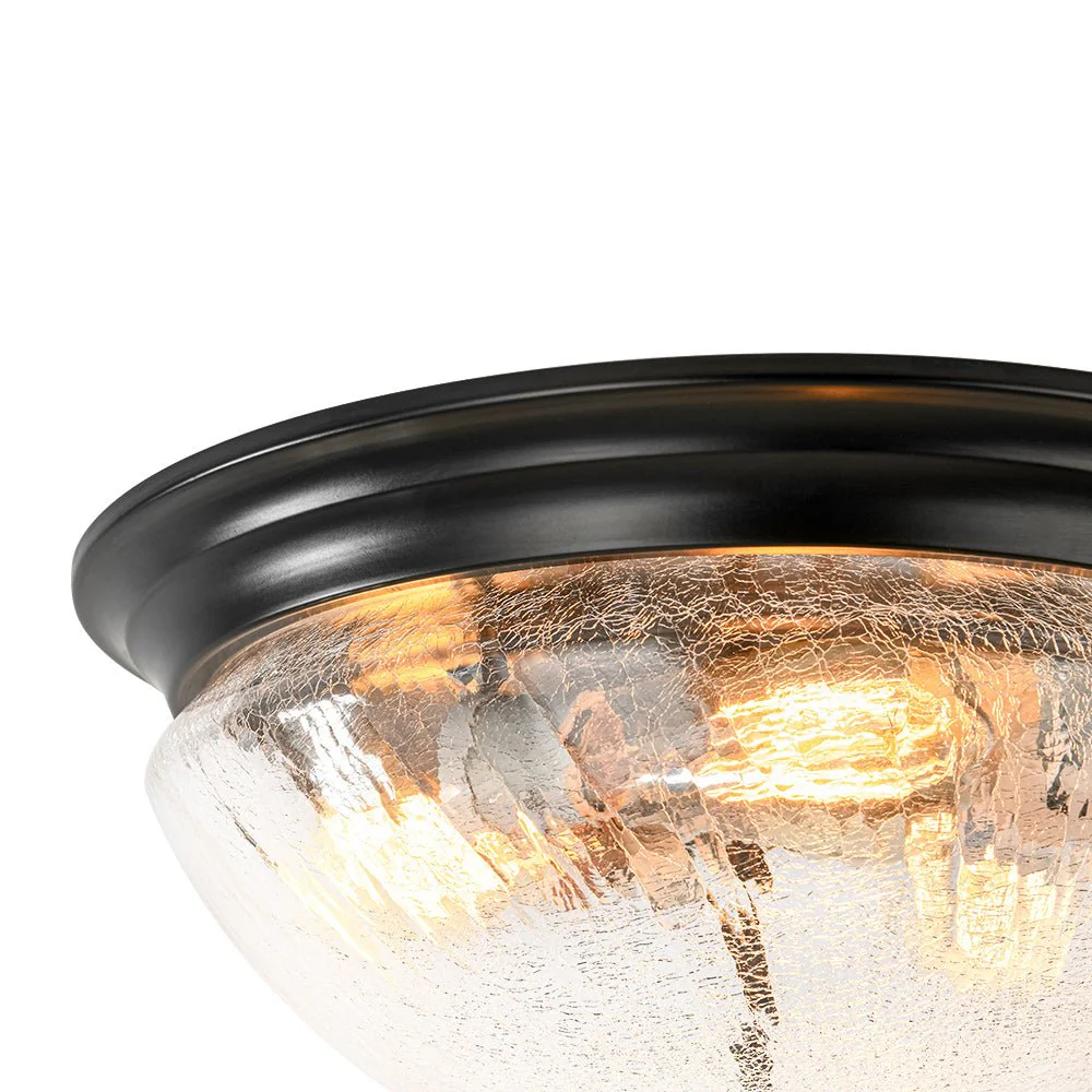 Round Textured Crackled Glass Flush Mount Ceiling Light - Image 15