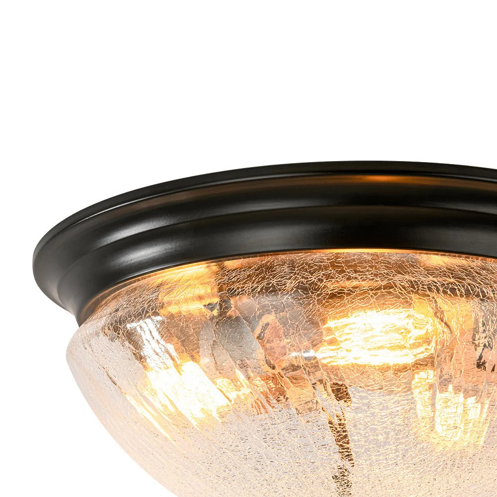 Round Textured Crackled Glass Flush Mount Ceiling Light - Image 16