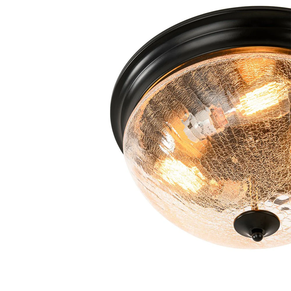 Round Textured Crackled Glass Flush Mount Ceiling Light - Image 17