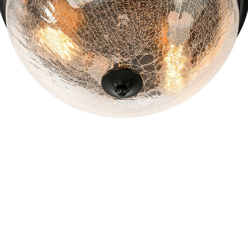Round Textured Crackled Glass Flush Mount Ceiling Light - Image 19