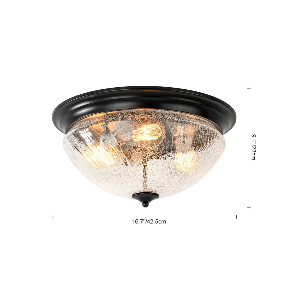 Round Textured Crackled Glass Flush Mount Ceiling Light - Image 20