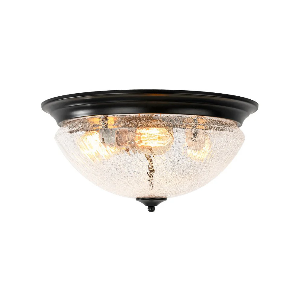 Round Textured Crackled Glass Flush Mount Ceiling Light - Image 3