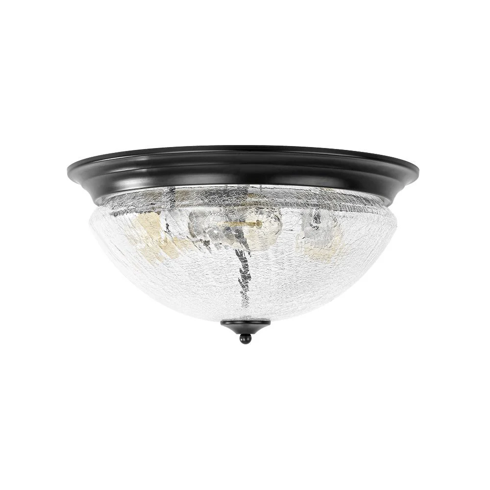 Round Textured Crackled Glass Flush Mount Ceiling Light - Image 4
