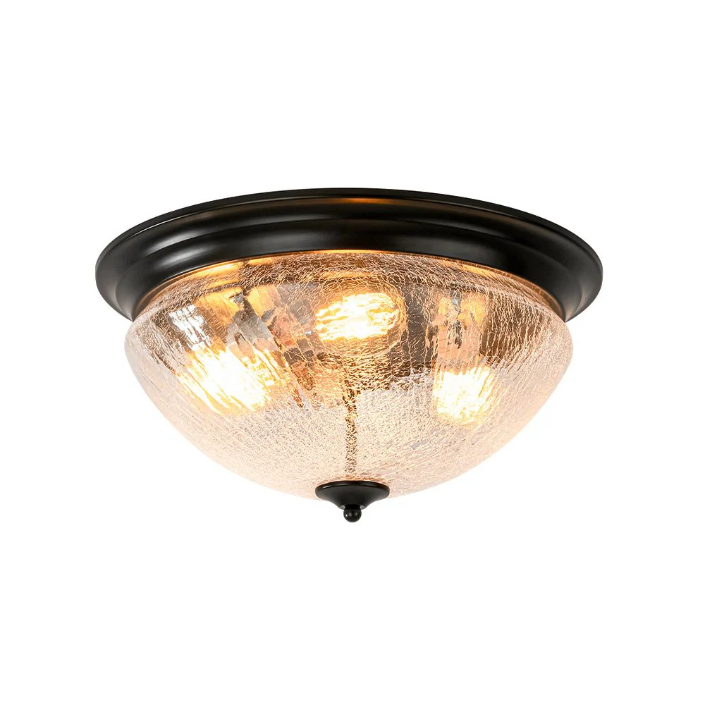 Round Textured Crackled Glass Flush Mount Ceiling Light - Image 6
