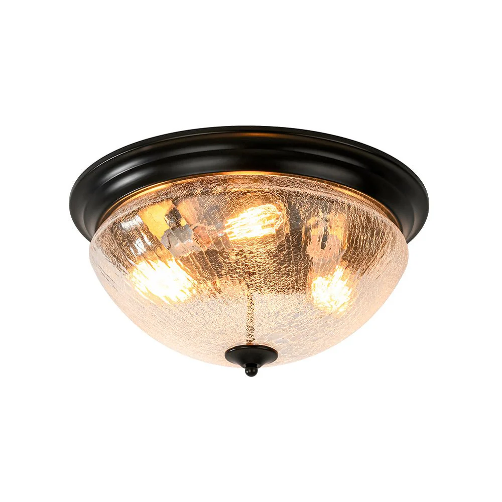 Round Textured Crackled Glass Flush Mount Ceiling Light - Image 7