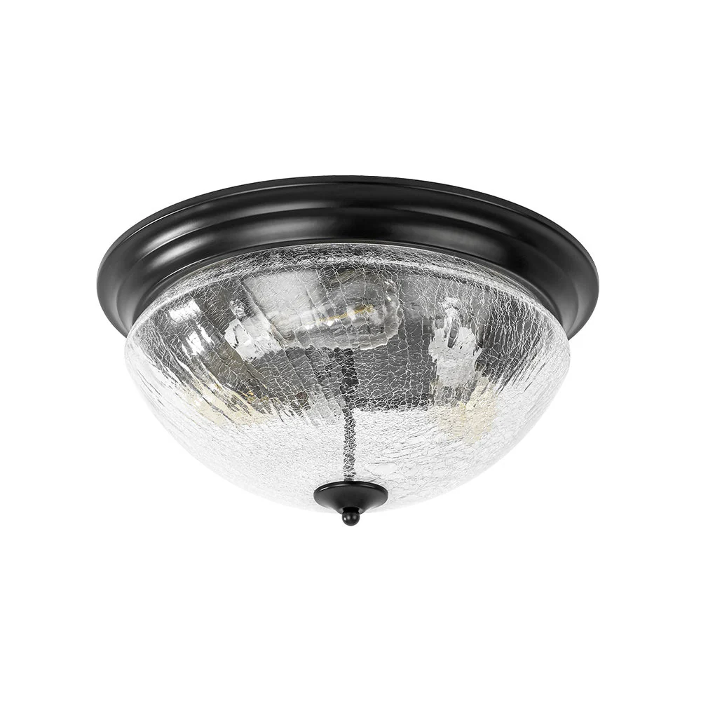 Round Textured Crackled Glass Flush Mount Ceiling Light - Image 8