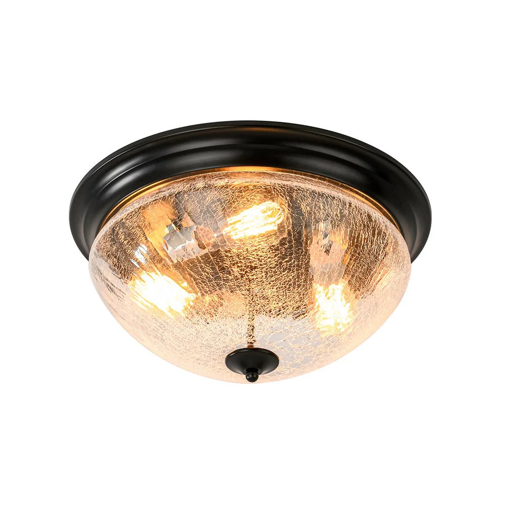 Round Textured Crackled Glass Flush Mount Ceiling Light - Image 9