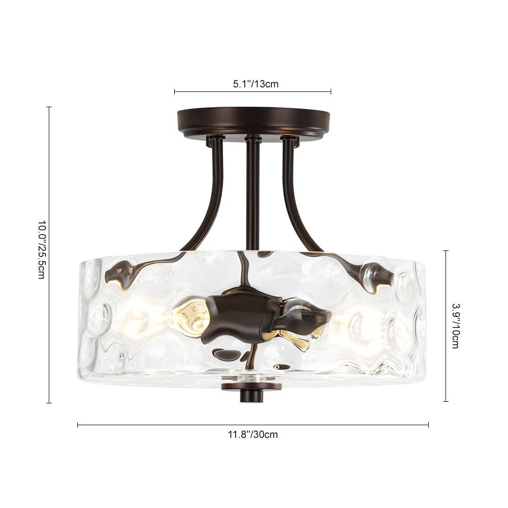 Round Drum Hammered Glass Semi Flush Mount - Image 10