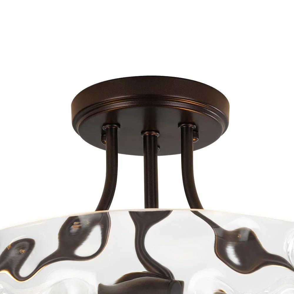 Round Drum Hammered Glass Semi Flush Mount - Image 12