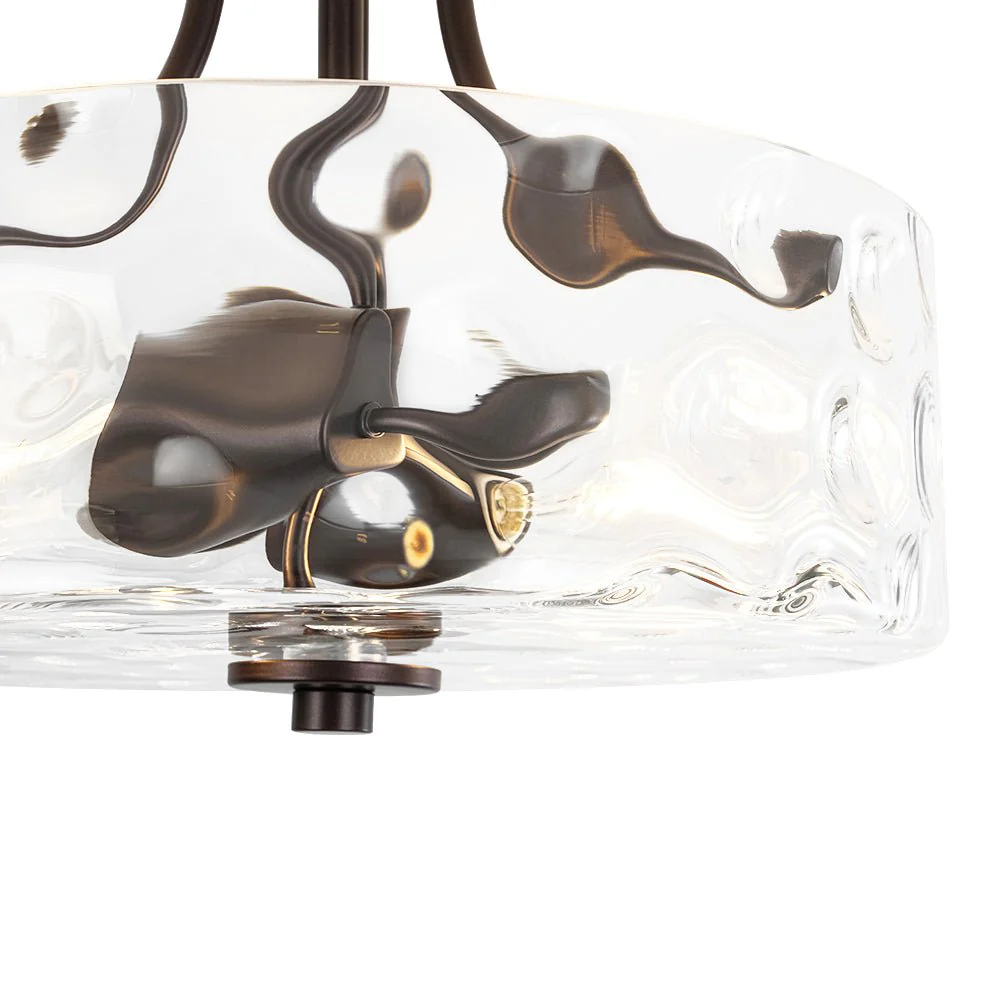 Round Drum Hammered Glass Semi Flush Mount - Image 13