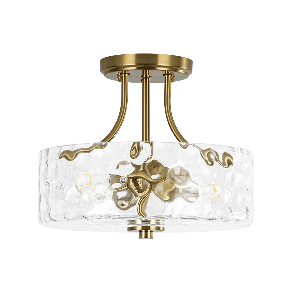 Round Drum Hammered Glass Semi Flush Mount - Image 18